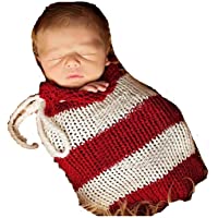 Matissa recién Nacido Baby Girl-Boy Crochet Knit Costume Foto Fotografía Prop Sombreros Trajes (Baby Cocoon a Rayas…
